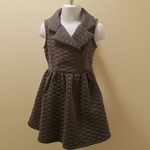 Zunie gray quilted moto dress toddler girl sz 3T